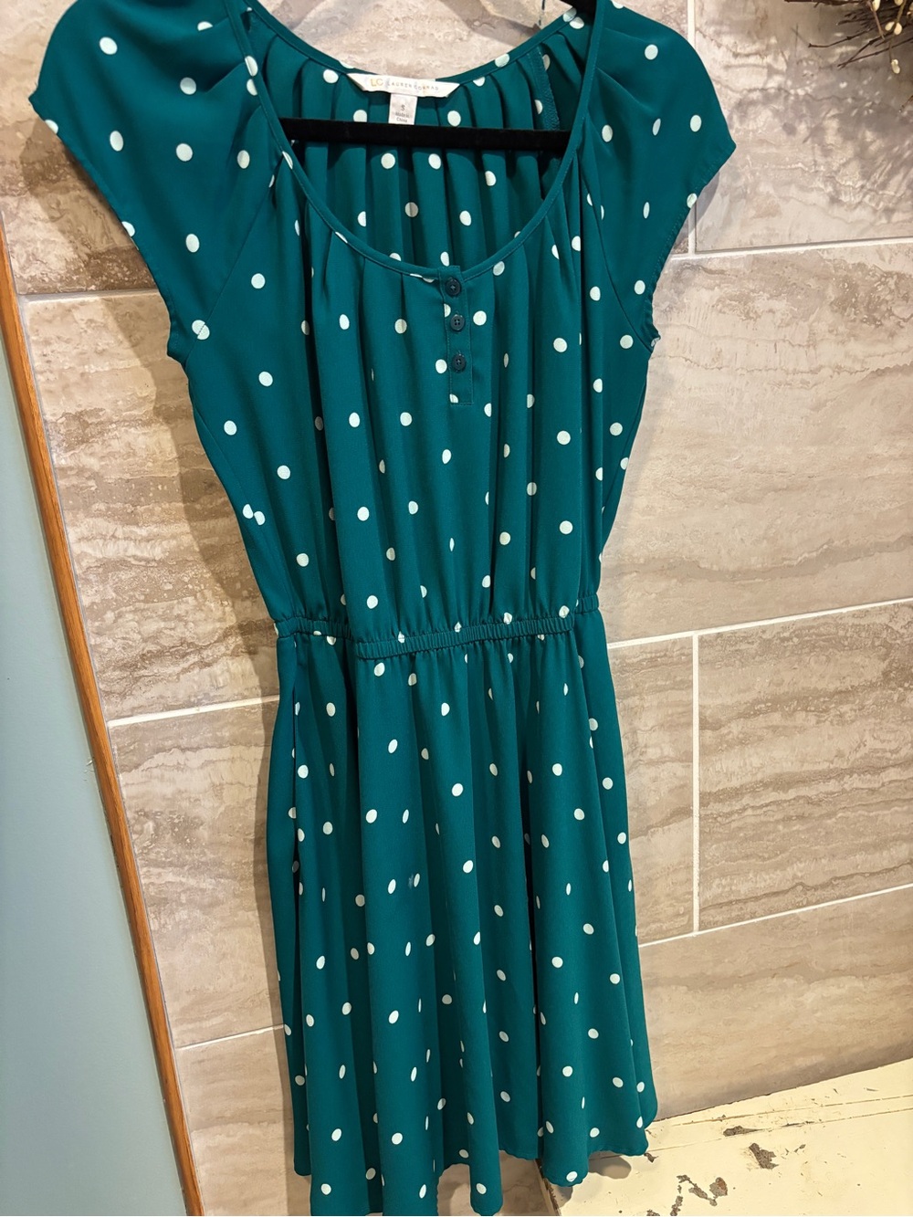 LC Lauren Conrad Teal Polka Dot Mini Dress